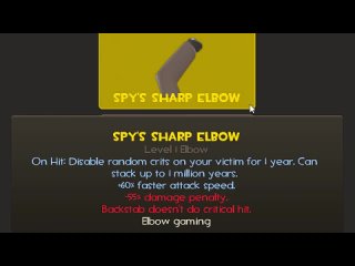 [karma charger] [tf2] joke weapon: spy s sharp elbow